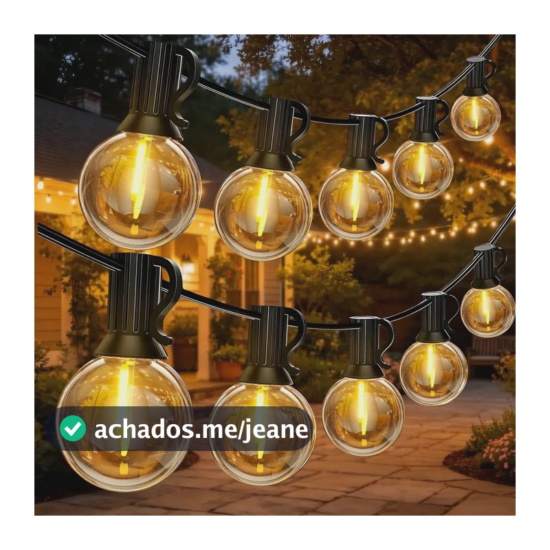 Varal De Luzes Led 15m Com 25 Lâmpada Externo Cordão Festão Amarelo 110v/220v