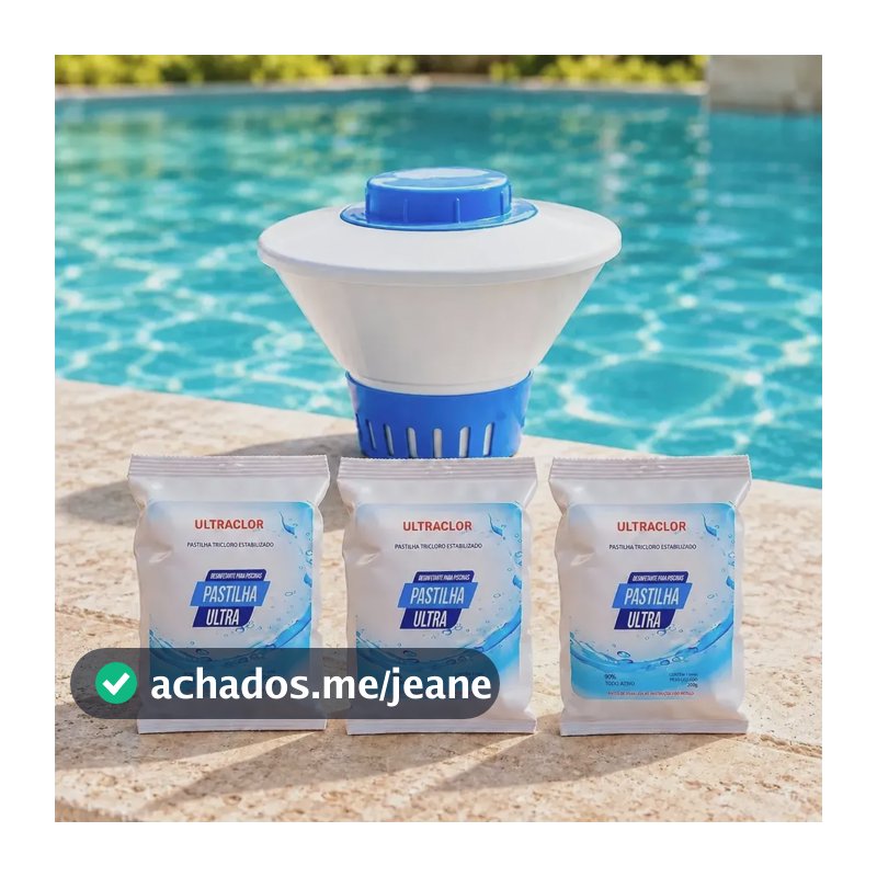 Clorador Flutuante Suporte Com 3 Pastilhas Ultraclor Piscina Branco E Azul