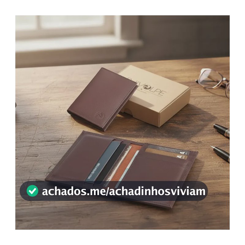 Carteira Masculina Feminina Slim Couro Legítimo Marca BellVOLPE Cor Marrom
