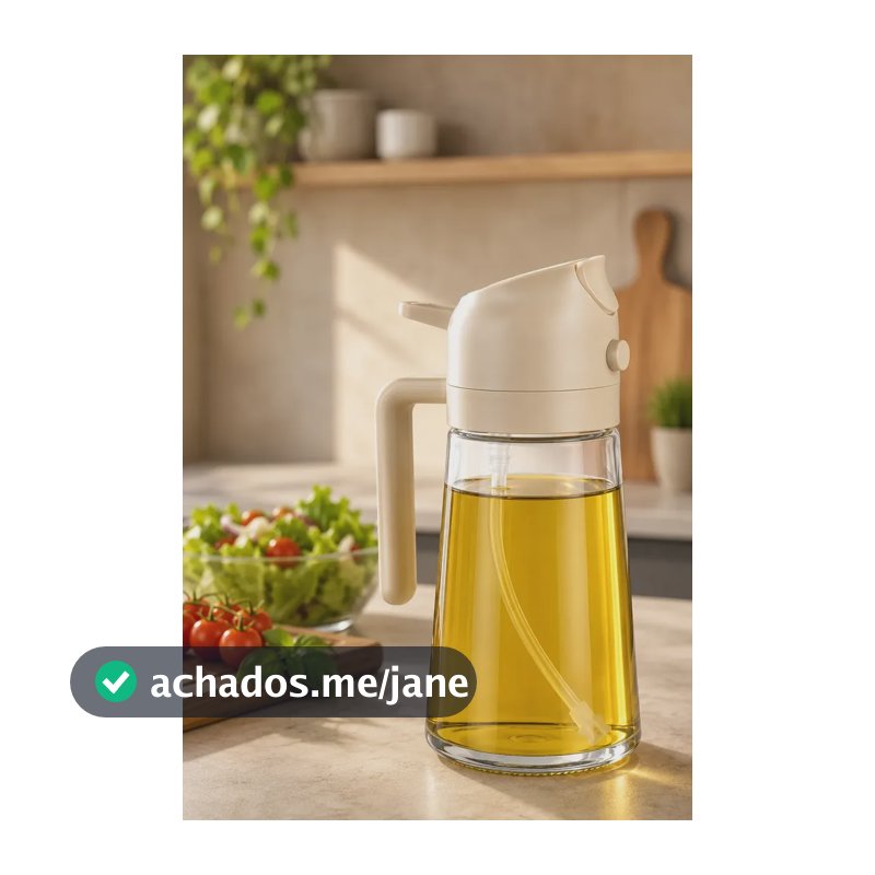 Azeiteiro Borrifador de Vidro 470ml para Óleo e Vinagre com Spray Dosador
