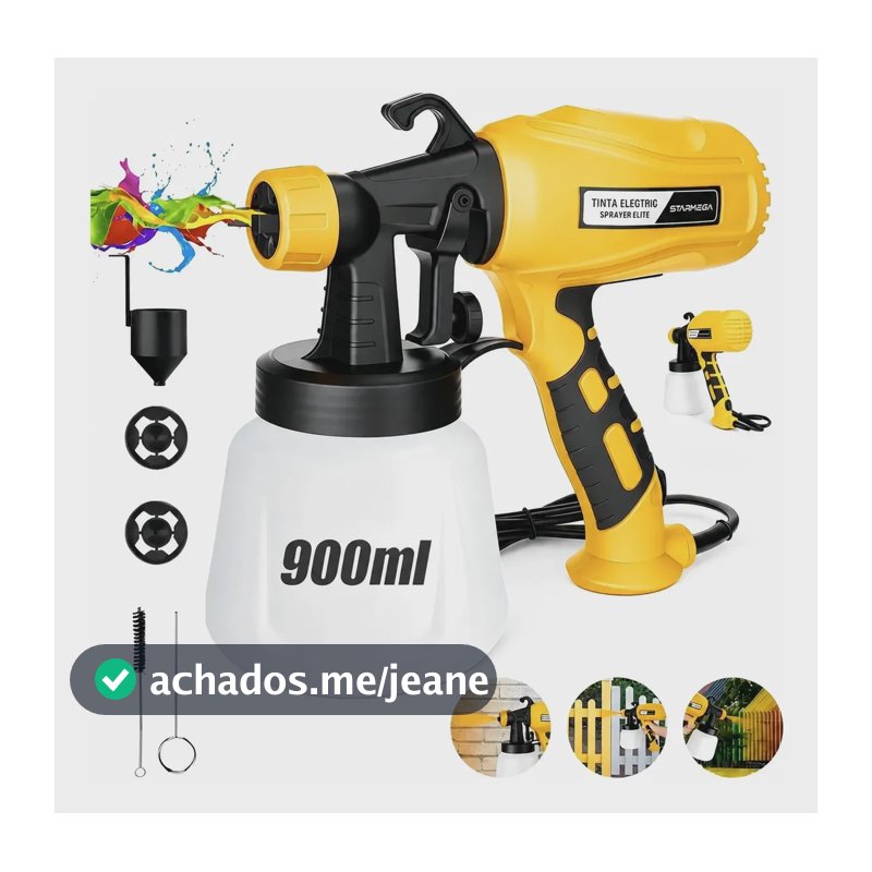 Pistola Elétrica Pintura 600w 900ml Com 3 Bicos Ajustáveis Laranja-claro 127v