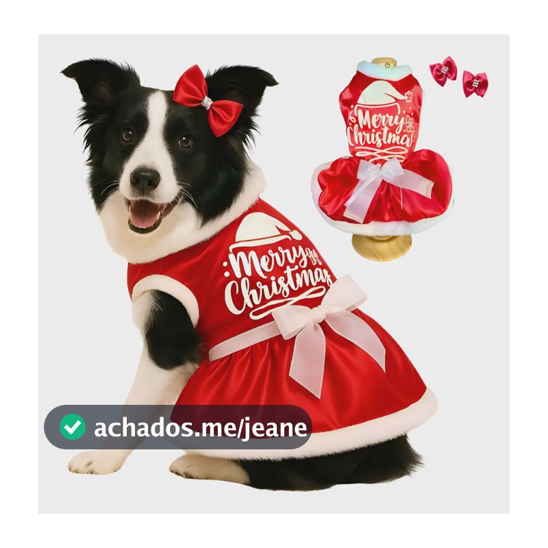 Vestido Pet Natal Cachorro Médio Grande Labrador Srd Vira La Papai Noel Cetim 12