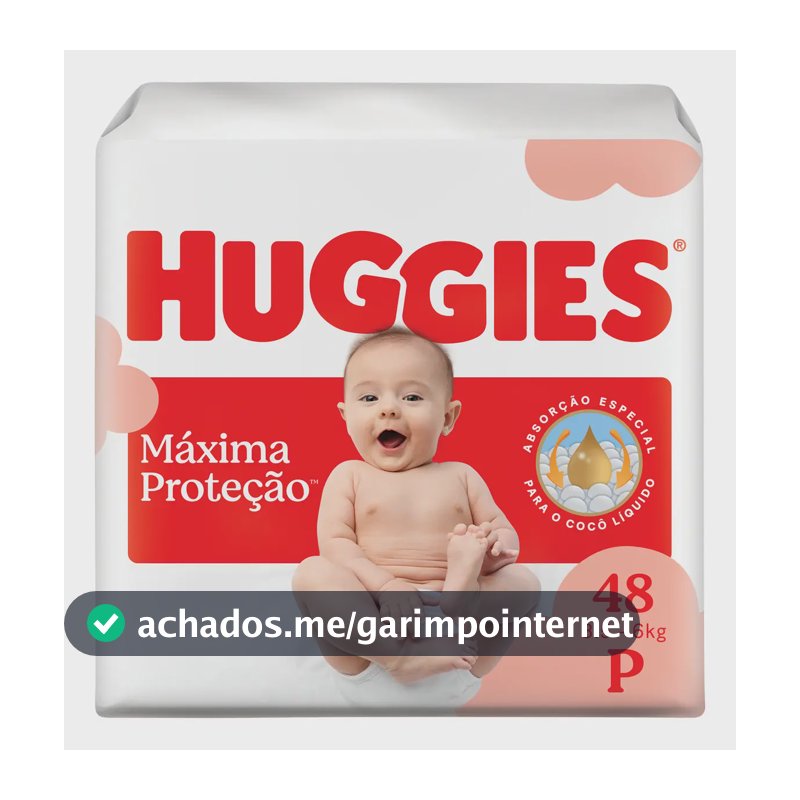 Huggies Fralda Descartável Máxima Proteção P - 48 Un