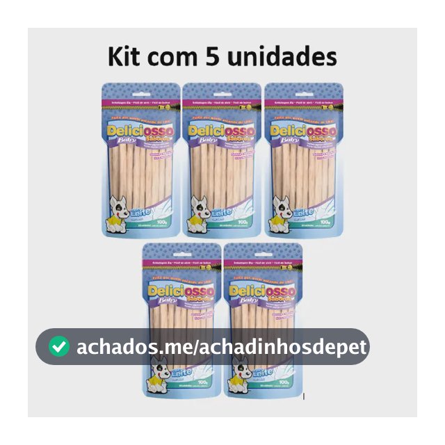 Kit 5 Unid - Petisco Palito Osso Deliciosso Baby Fino Leite