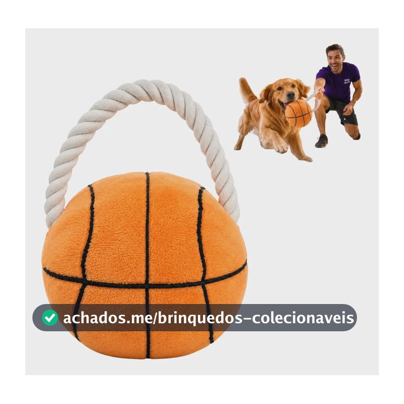 Bola Pelúcia Basquete Cachorro Com Puxador Mordedor Pet Laranja