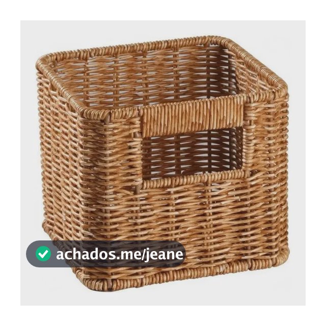 Cesto De Vime Retangular Com Marrom Claro 17x17x14cm