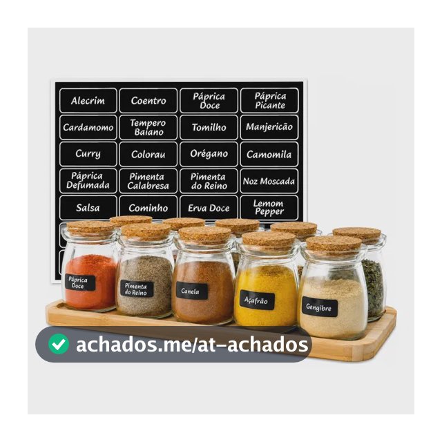 Porta Tempero 10 Potes De Vidro 100ml Com Suporte De Madeira Madeira