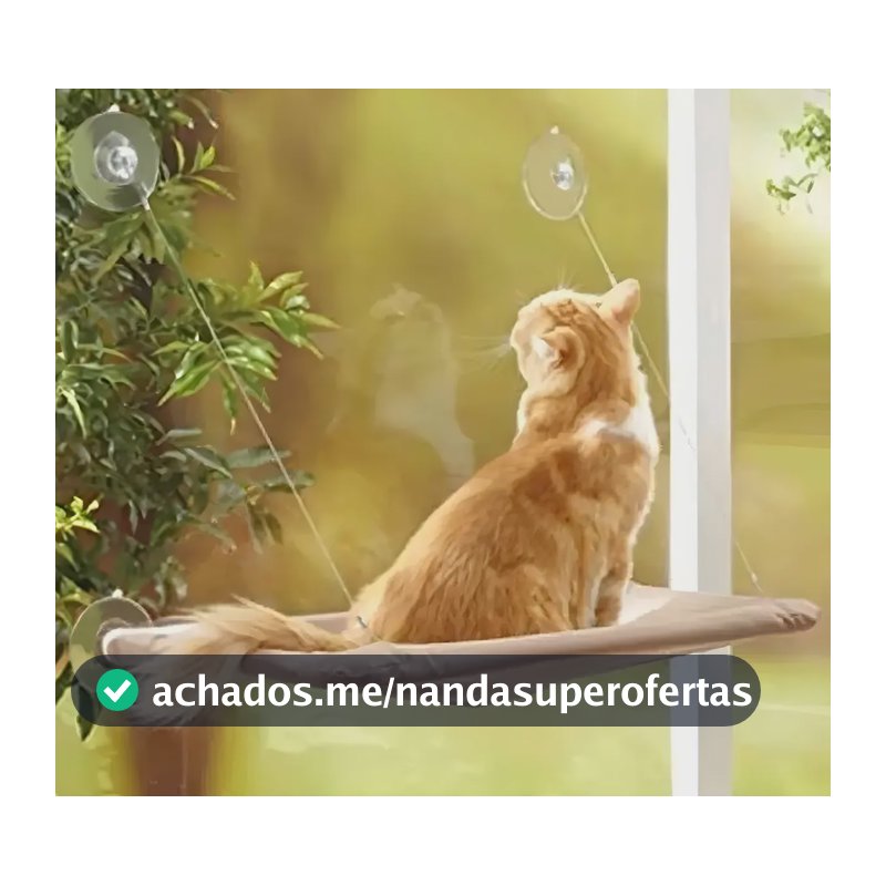 Cama Caminha De Janela Para Gatos Com Ventosas Suspensa Rede Cor Bege
