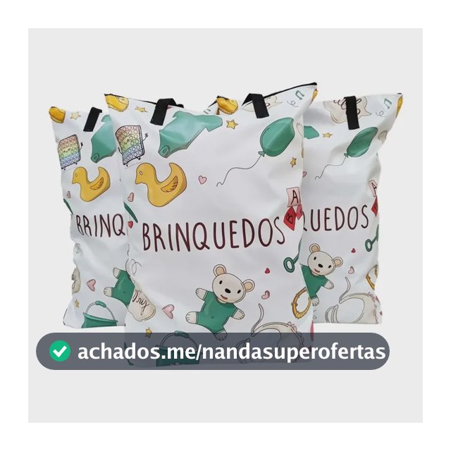 Organizador Brinquedos Criança Com Ziper E Alça Branco