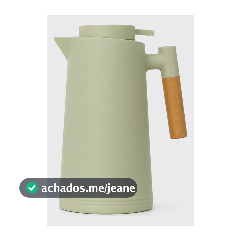 Garrafa Térmica 1l Cabo Madeira Café Chá Mesa Posta Premium Verde-claro