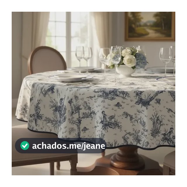 Toalha De Mesa Redonda Clássica Toile De Jouy 1,80 Diâmetro