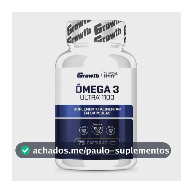 Ômega 3 Ultra 1100 Óleo De Peixe 75 Softgel Growth Sem Sabor