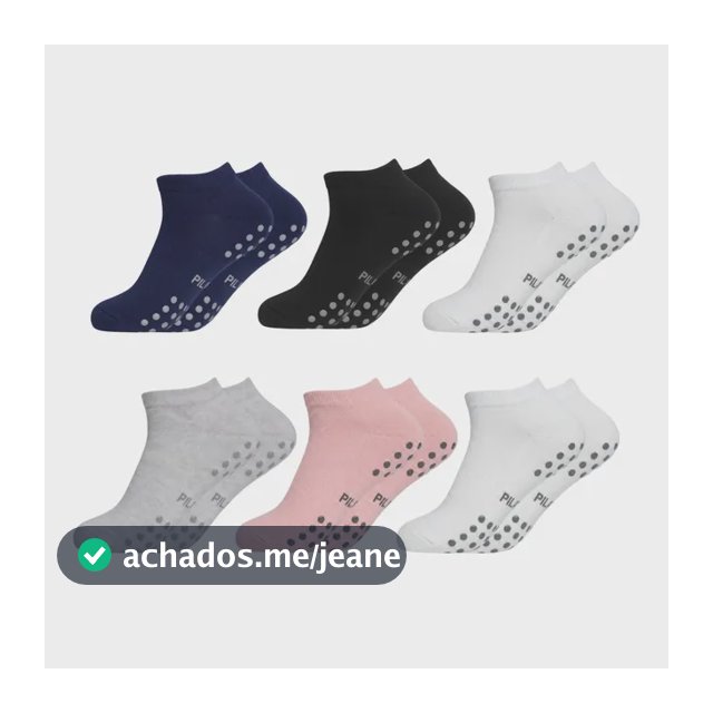 Kit 6 Pares Meia Pilates Yoga Hidroginástica Antiderrapante