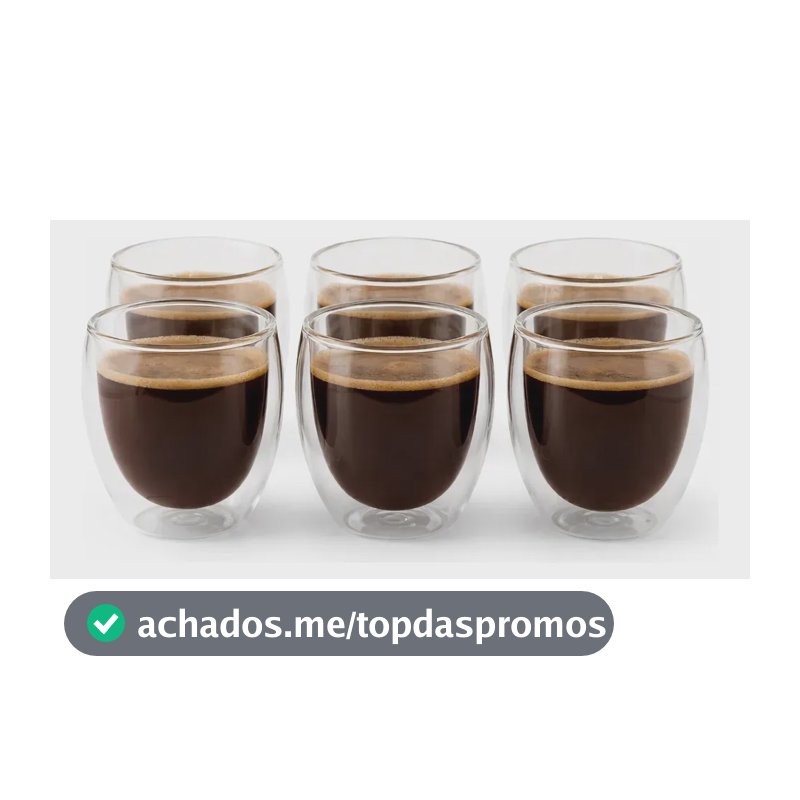 Conjunto 6 Xicaras Vidro Duplo 80ml Termica Café Chá Transparente