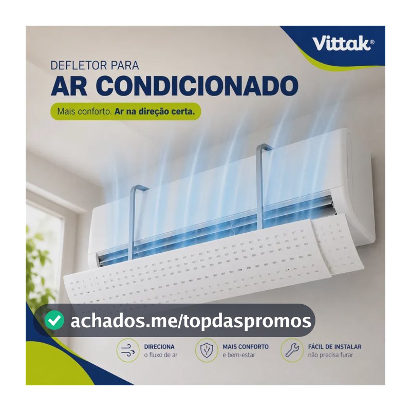 Vittak Defletor Ar Condicionado Split Universal 7 A 30mil Btus Ajustável 61 A 113cm