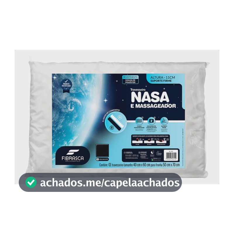 Travesseiro Nasa E Massageador Perfil Baixo Fibrasca Para Fronhas 50x70 Cor Branco