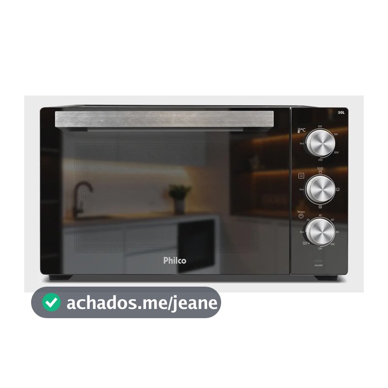 Forno Elétrico Philco 50l Cinza Espelhado Full Glass PFE50PE