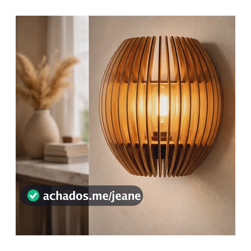 Arandela Ripada Luminaria Madeira Decoração Casa Parede Muro 127/220v Marrom
