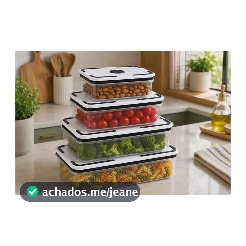 Kit 4 Potes Herméticos Retangular Marmita Total 4630ml Organizador De Geladeira Plástico Fitness Microondas Freezer M&k Home Store