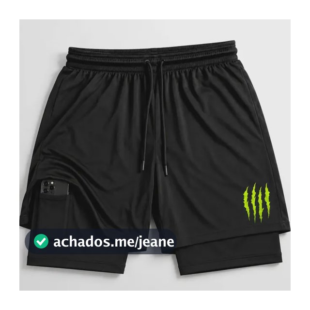 Short 2 Em 1 Academia Duplo Bermuda Masculina Treino Monster
