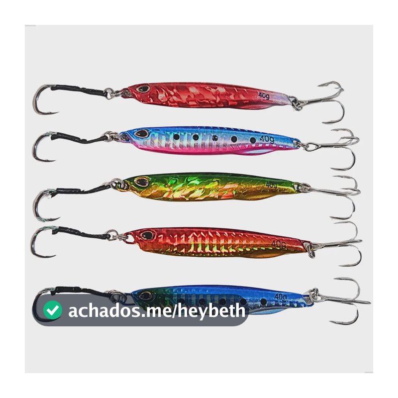 Kit 5un Iscas Artificiais Jumping Jig 7,5cm 40g Slow Metal Kit 5un