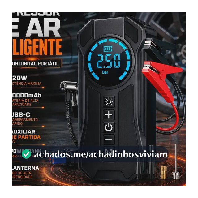 Compressor De Ar Compacto 150 Psi Para Pneus De Portátil Leves Air Pump Auxiliar De Partida Veículos E Powerbank Preto-2 127/220v 60 Hz Monofásica