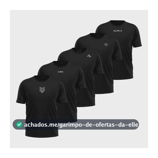 Kit 5 Camisetas Dry All Black Alpha