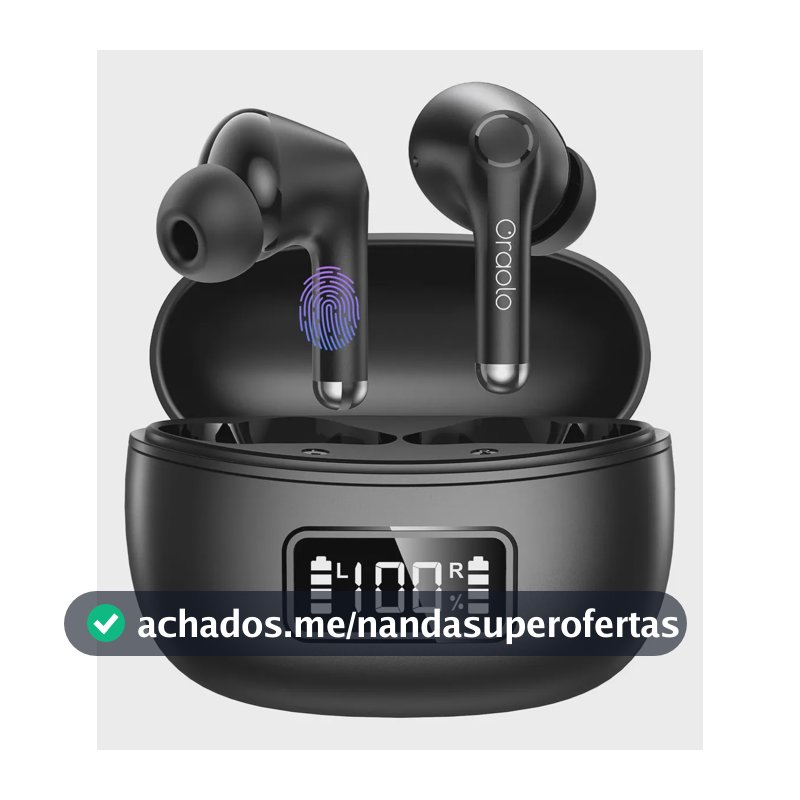 Fones de ouvido sem fio Oraolo Ie03, fones de ouvido sem fio Bluetooth 5.4 In Ear com tela inteligente LED, fones de ouvido estéreo HiFi 48h, controle de toque esportivo Ipx6, fones de ouvido sem...