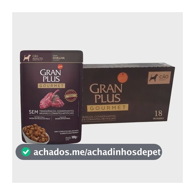 Ração Úmida GranPlus Ovelha Cães Adultos 18 Sachês 100g Alimento Completo