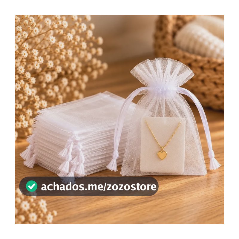 Kit 100 Saquinho Saco Organza 7x9 Branco Lembrancinha Joia Branco Liso