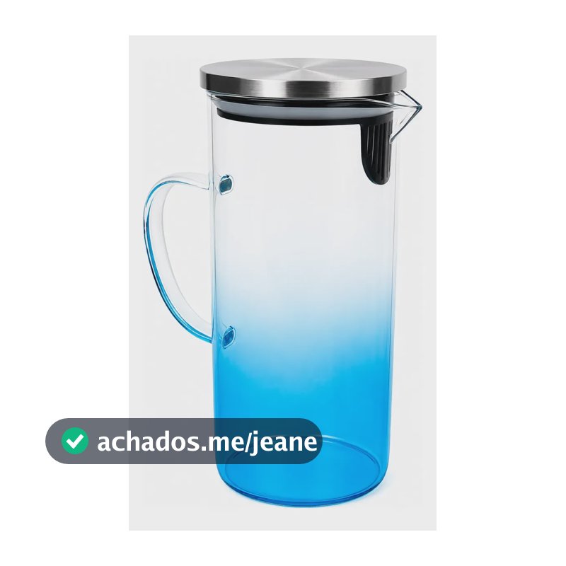 Jarra De Vidro Borossilicato 1,5l Tampa Inox Silicone Azul