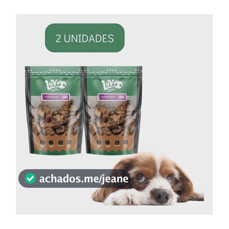 Kit 2un Petisco Pet Natural Para Cães Luv Pulmao Suíno 100g