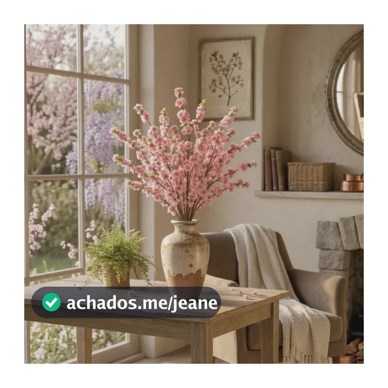 Kit 6 Hastes Flores Cerejeira Rosa Decorativa 1,17m