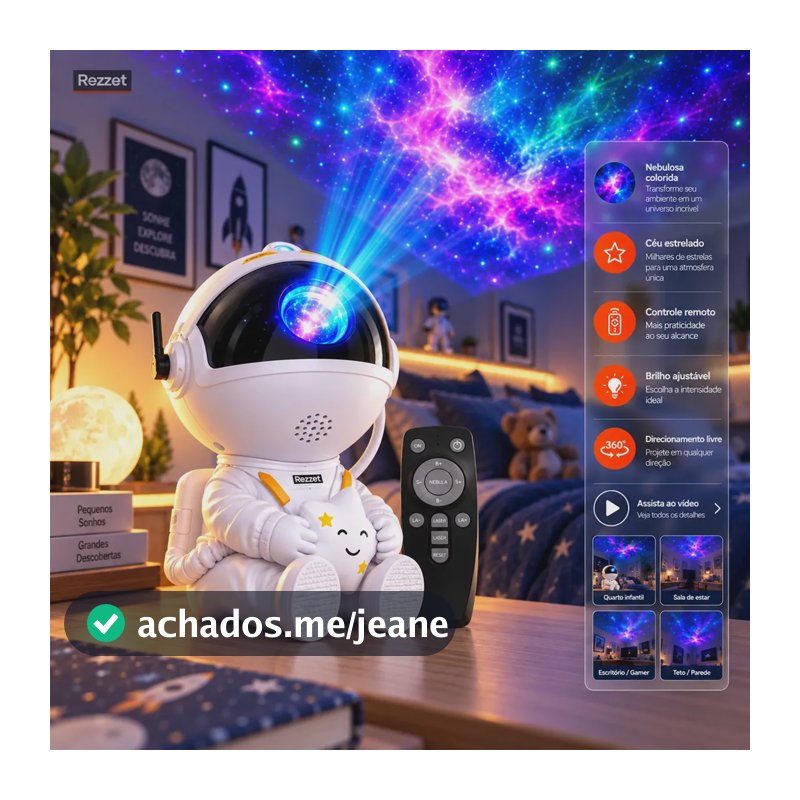 Luminária De Mesa Astronauta Abajur Quarto Projetor Galáxia Espacial Estrelas Nebulosa LED Controle Remoto Luz Noturna Teto Parede Decoração Infantil Luz Teto Rezzet