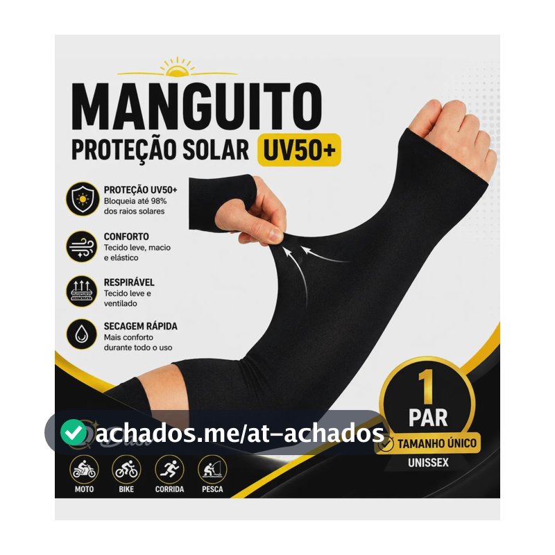 Manguito Uv50+ Proteção Solar Moto Ciclismo Corrida Pesca Mangote Braço Compressão Esporte Manga Futebol Corrida Dasv Único Preto