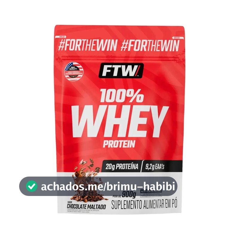 Whey Protein 100% Concentrado Refil 900g Sabor Chocolate Maltado - Ftw