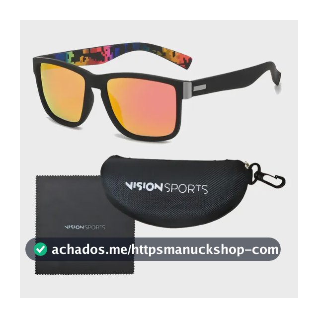 Óculos De Sol Beach Tennis Polarizado Vintage Vision Sports Vermelho Espelhado Preto