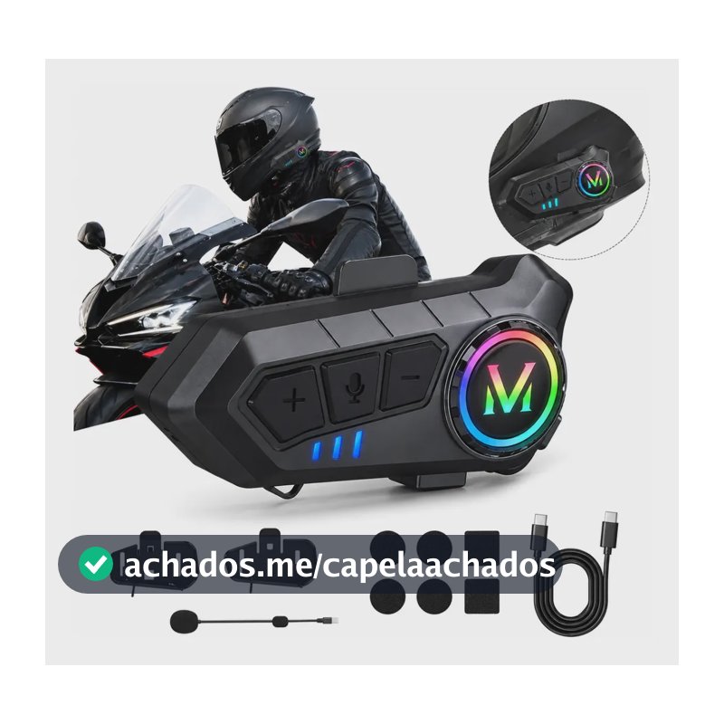 Intercomunicador Fone Capacete V6 Bluetooth Moto 1200m