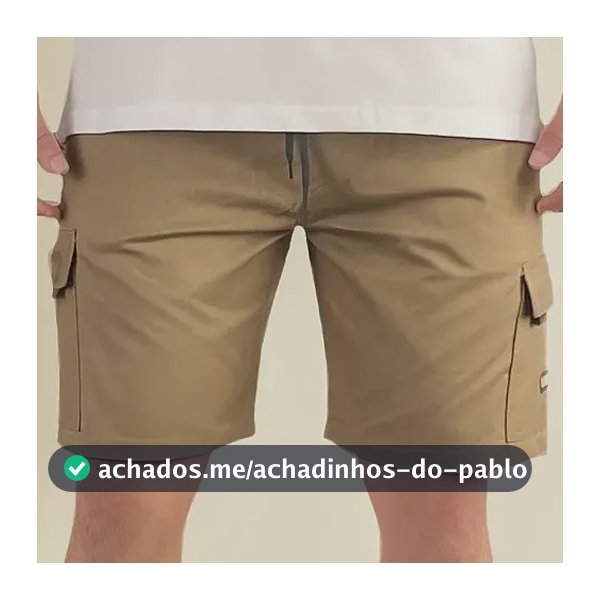Bermuda Cargo Curta Streetwear Casual Short Sarja Slim Bolso