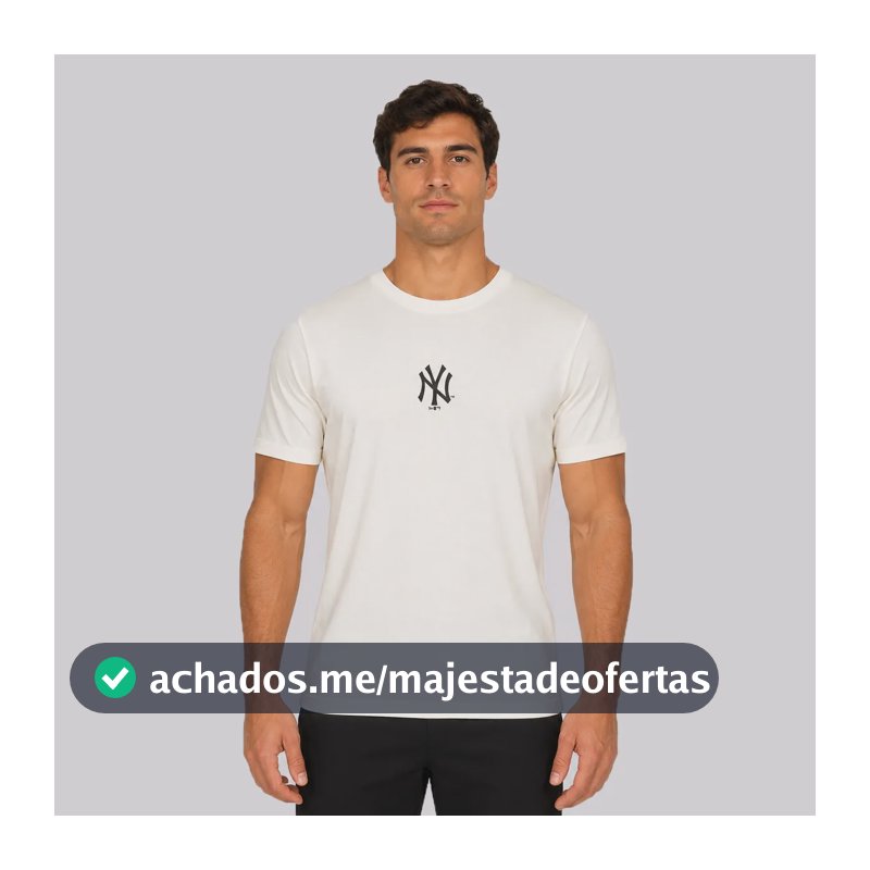 Camiseta New Era New York Yankees Basica Off White Branco - M