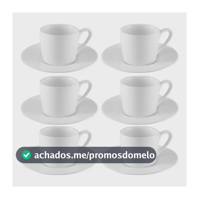 Jogo Xícaras Café Com Pires Porcelana Branca 12 Peças
