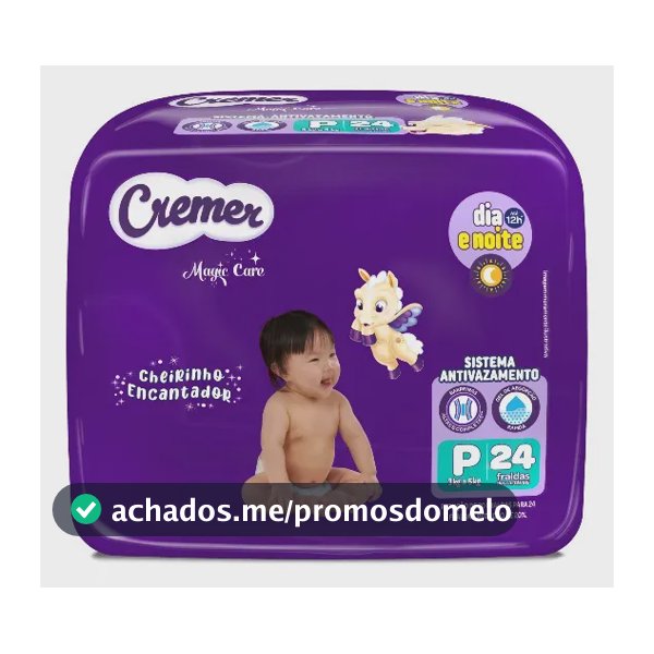Fralda Cremer Jumbo P 24 Unidades Pequeno (p) Sem Gênero