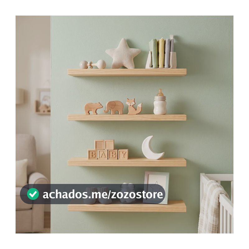 Kit 4 Prateleira Suporte Invisível 60cm Madeira Decorativa Natural