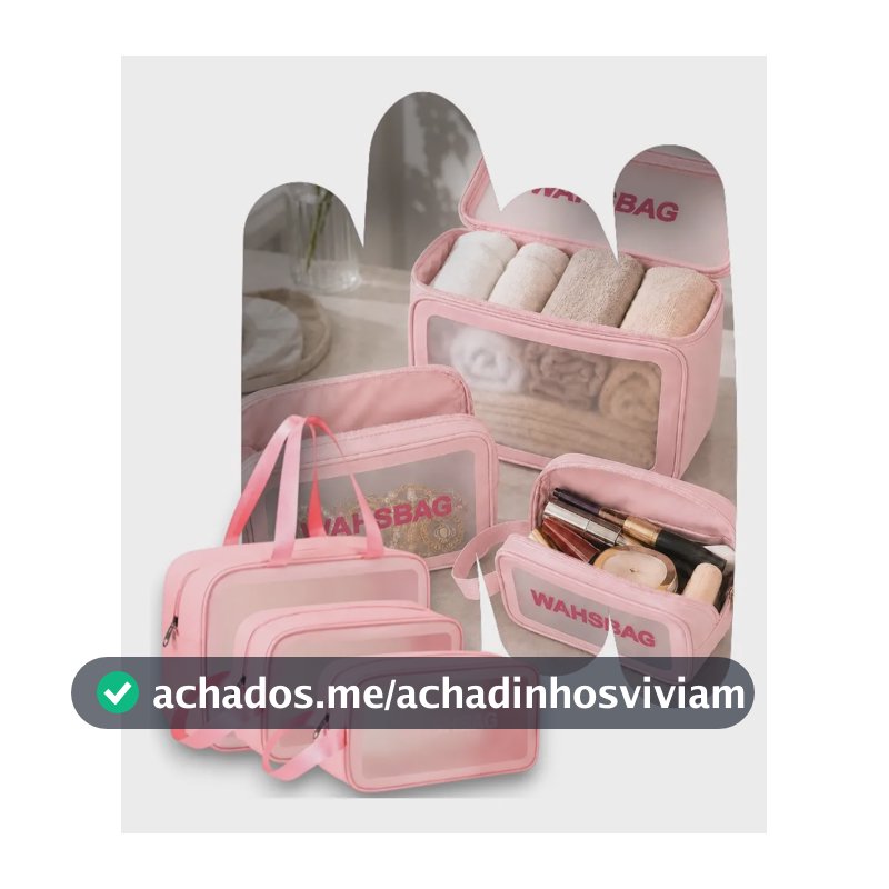 Kit 3 Necessaire Washbag Impermeável Organizador Maquiagem Rosa Lisa