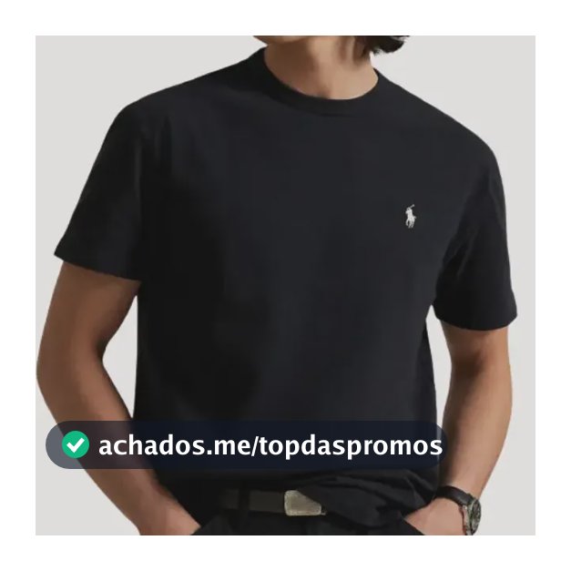 Camiseta Básica Ralph Lauren Preta Masculina Algodão