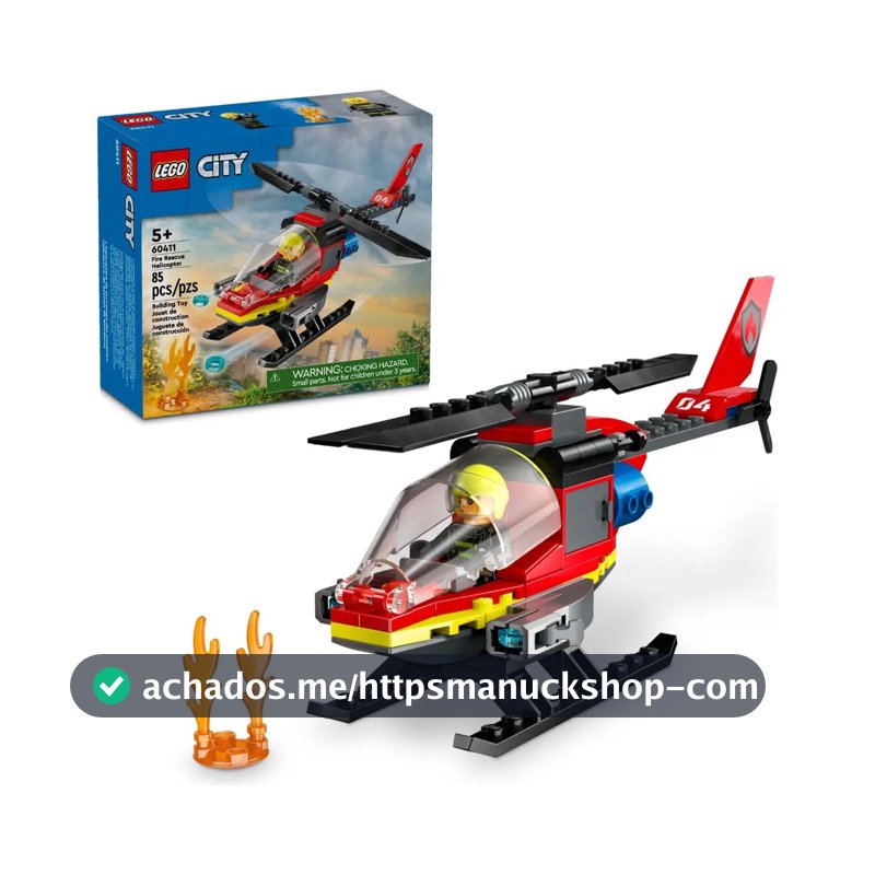 Lego City 60411 Helicóptero Dos Bombeiros Com 85 Peças