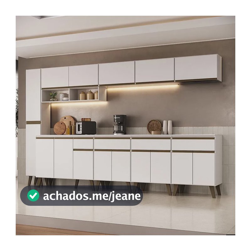 Armário De Cozinha Completa Atlanta Dash Carraro Branco Branco