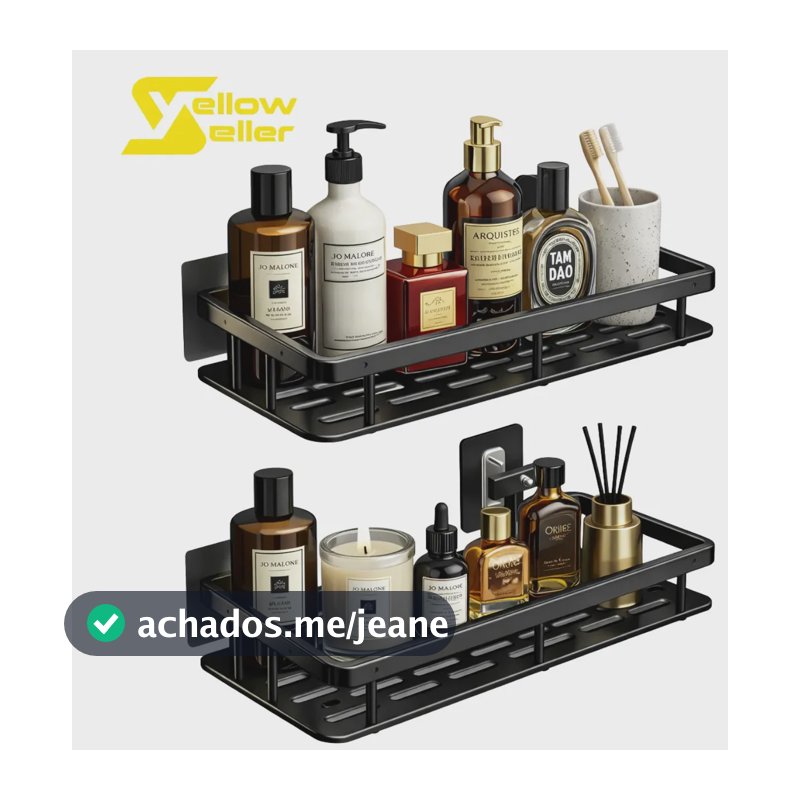 Kit 2 Suporte Porta Shampoo Sabonete Prateleira Banheiro Adesivo Parede Sem Furar Box Porta Sabonete Luxo Cor Yellow Seller