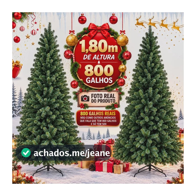 Árvore De Natal Pinheiro Tradicional Luxo 1,80m 800 Galhos Verde