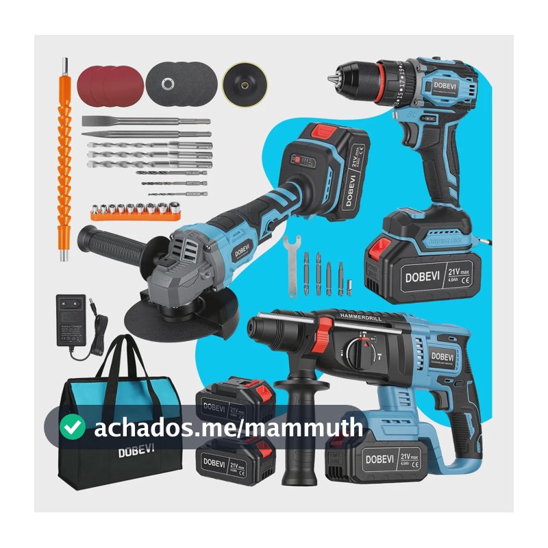 Kit 3 Em 1 Ferramentas Eletrica Furadeira Impacto 2 Bateria